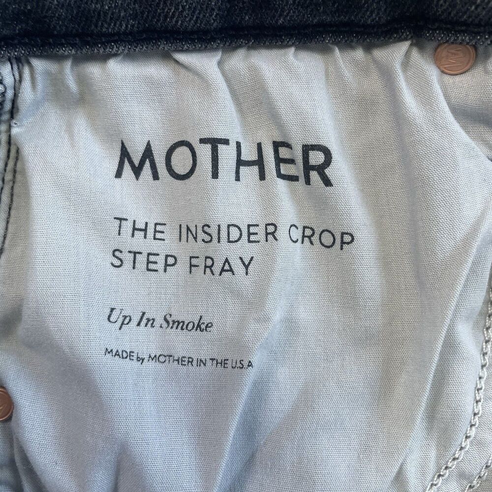 Mother The Insider Crop Step Fray Jeans Black Up In Smoke Wash High Rise ~27 - Picture 2 of 14